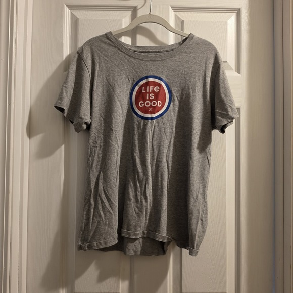 Life Is Good Other - Life Is Good Men Large Gray Graphic T Shirt Circle Logo Casual Tee